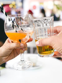 Close-up of wineglass on table