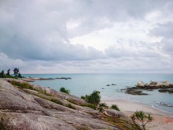 Scenic view of beach against sky