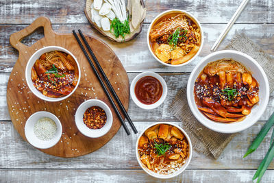 High angle view of food on table