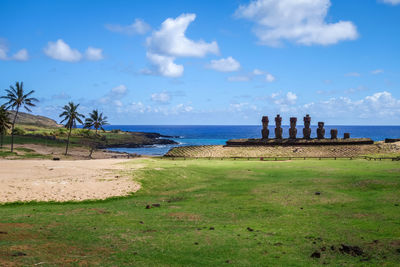 Scenic view of beach against sky