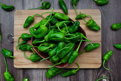 High angle view of chopped vegetables on cutting board