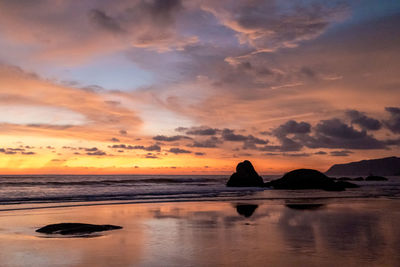 Scenic view of sea against sky during sunset