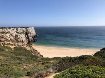 Scenic view of sea against clear sky