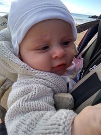 Portrait of cute baby girl in winter