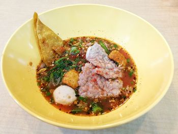 Close-up of served food in plate