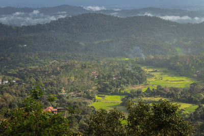 Mountain horizon with dramatic sky at morning from flat angle