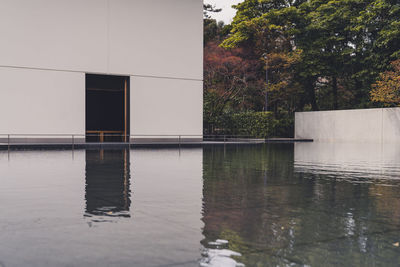 Reflection of built structure in water