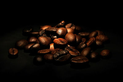 High angle view of coffee beans on table