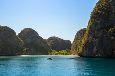 Scenic view of sea against clear sky