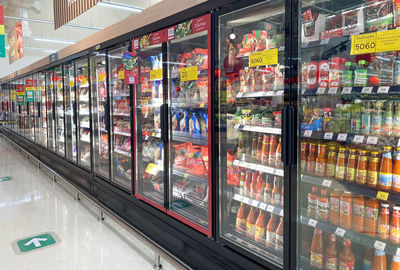 Row of ice cream in store