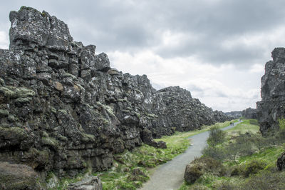 Panoramic view of rock formations against sky