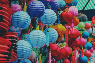 Full frame shot of colorful lanterns