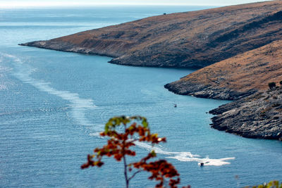 High angle view of sea against sky