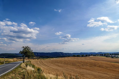 Scenic view of field against sky