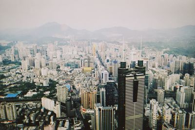 High angle view of buildings in city