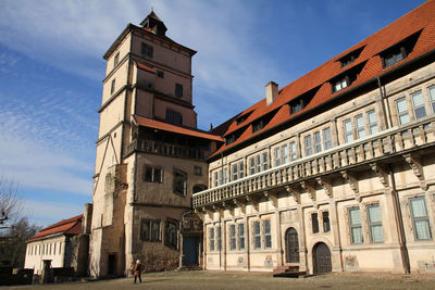 Low angle view of old building against sky