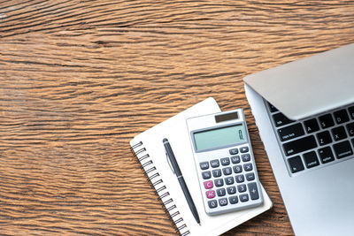 High angle view of laptop on table