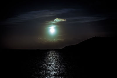 Scenic view of sea against sky at night