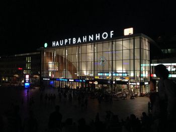 View of illuminated city at night