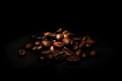 High angle view of coffee beans on table