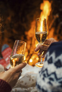 Close-up of hand holding wineglass