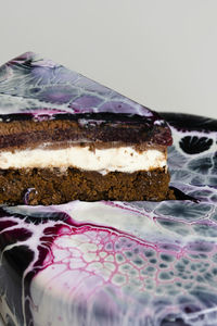 Close-up of cake in plate on table