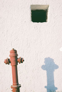 Close-up of white pipe on wall