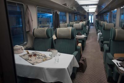 Empty seats of luxurious train