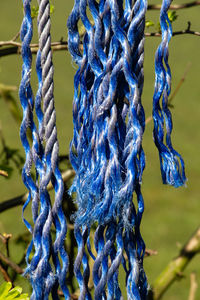 Close-up of chain hanging on rope