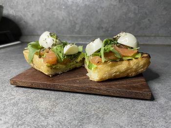 Close-up of food on cutting board