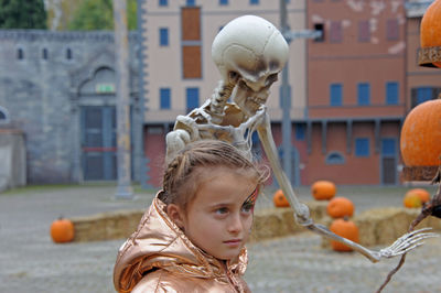 Close-up of girl looking at camera