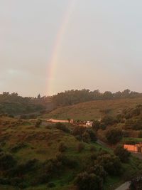 Scenic view of rainbow against sky