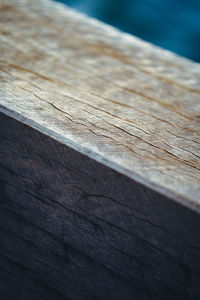 High angle view of wooden table