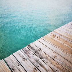 High angle view of pier over sea