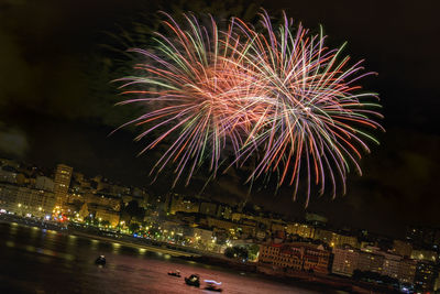 Firework display at night