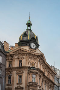 Low angle view of historic building against clear sky