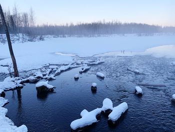 Scenic view of frozen lake during winter