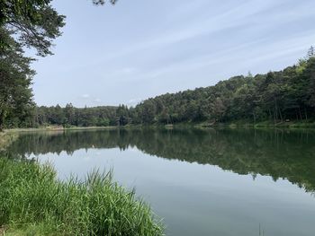 Scenic view of lake against sky