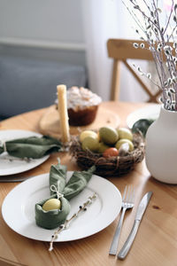 High angle view of food on table