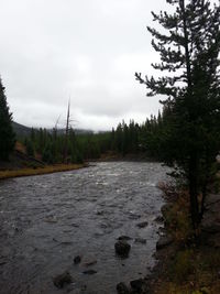Scenic view of river against cloudy sky