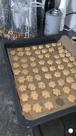 High angle view of cookies in kitchen