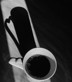 High angle view of coffee on table