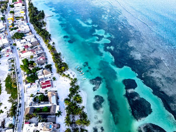 High angle view of swimming pool by sea