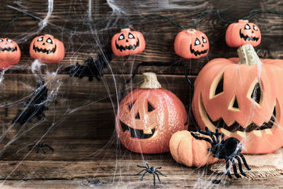 Full frame shot of pumpkins in shop during autumn