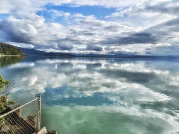 Scenic view of lake against sky