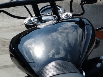 High angle view of motorcycle outdoors