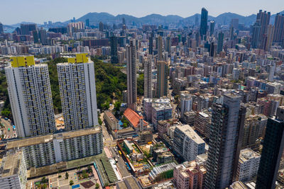 Aerial view of buildings in city