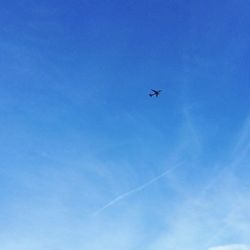 Low angle view of vapor trails in sky