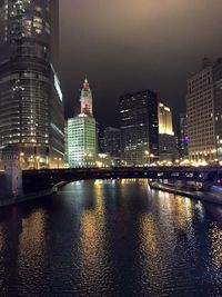 Illuminated city at night