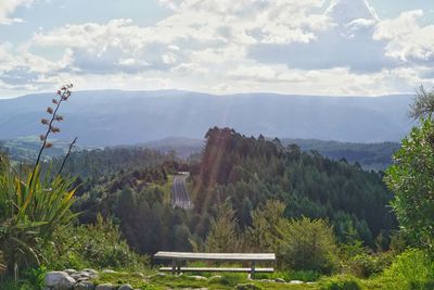 Scenic view of mountains against sky